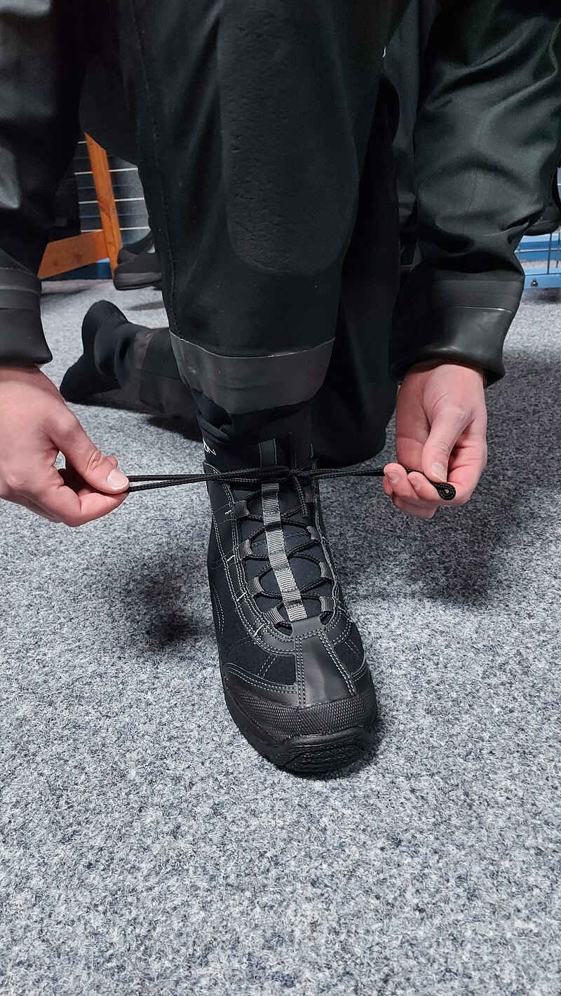 rockboots diving boots with typhoon dry suit